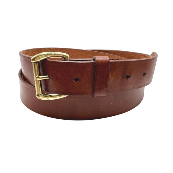 L.L. Bean | Men | Vintage Cognac Brass Buckle Cowhide Leather Belt | Size 40 - Picture 1 of 10